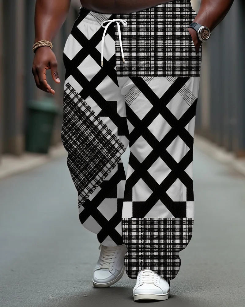 Big & Tall Colorblock Plaid Pants for big men