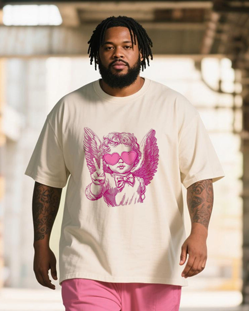 Big & Tall Pink Graffiti T-Shirt Pants Set for big men view 2