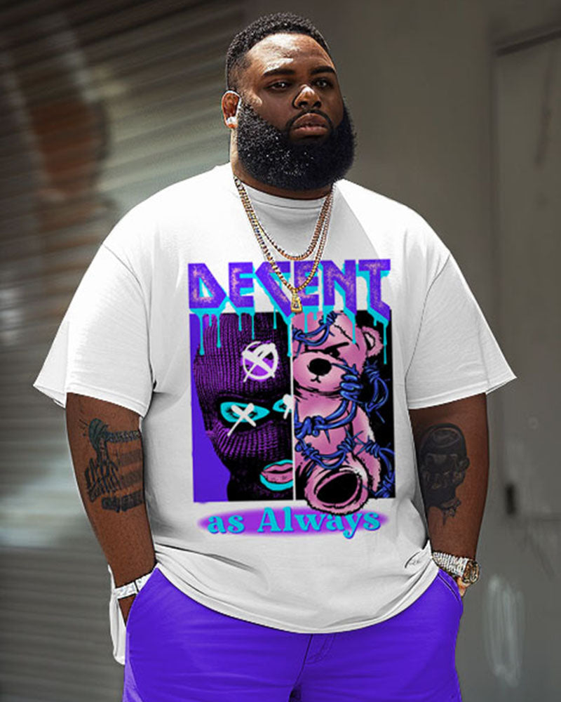 Big & Tall Graphic Graffiti T-Shirt Shorts Set for big men view 3