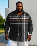 Big & Tall Plaid Business Casual Long Sleeve Shirt for big men view 1