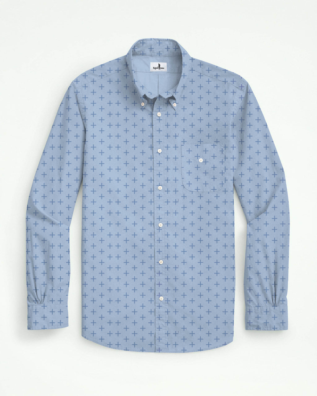 Big & Tall Blue Business Casual Long Sleeve Shirt for big men view 1
