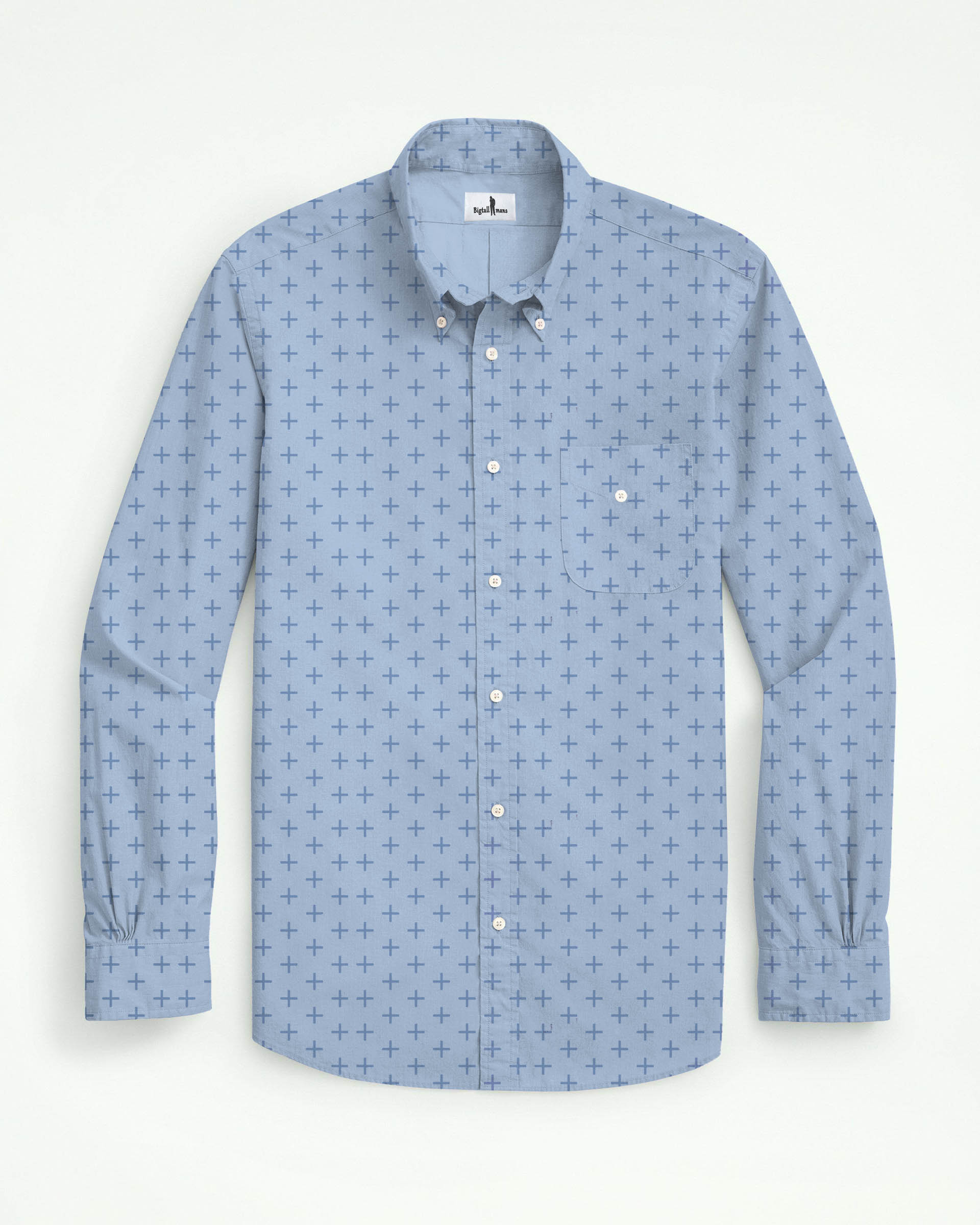 Big & Tall Blue Business Casual Long Sleeve Shirt for big men view 1