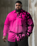 Big & Tall Pink Floral Long Sleeve Shirt for big men