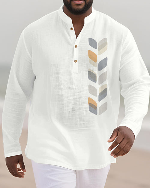 Big & Tall Geometric Graphic Long Sleeve Shirt for big men view 1