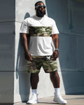 Big & Tall Graphic Camouflage T-Shirt Shorts Set for big men view 1