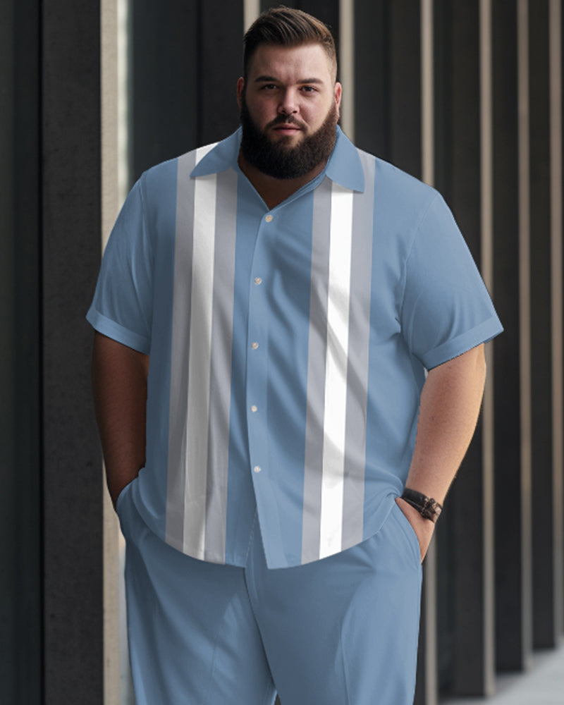 Big & Tall Striped T-Shirt Pants Set for big men view 2
