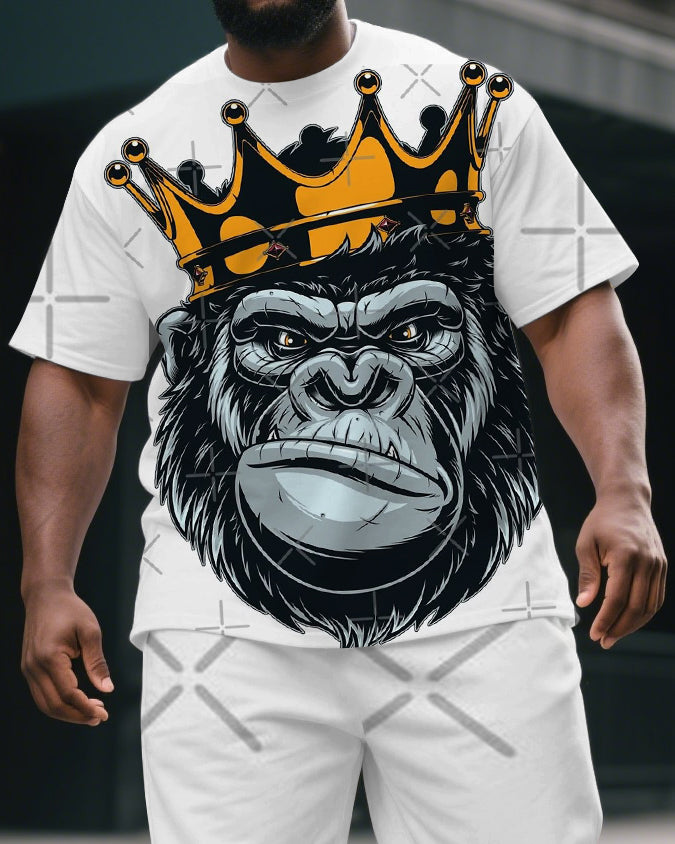 Big & Tall Graphic T-Shirt Shorts Set for big men view 2
