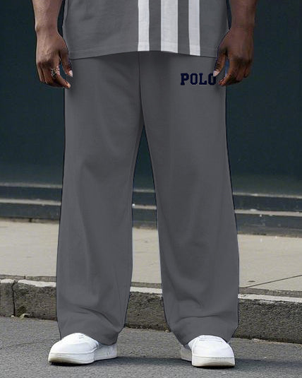 Big & Tall Striped Graphic T-Shirt Pants Set for big men view 3