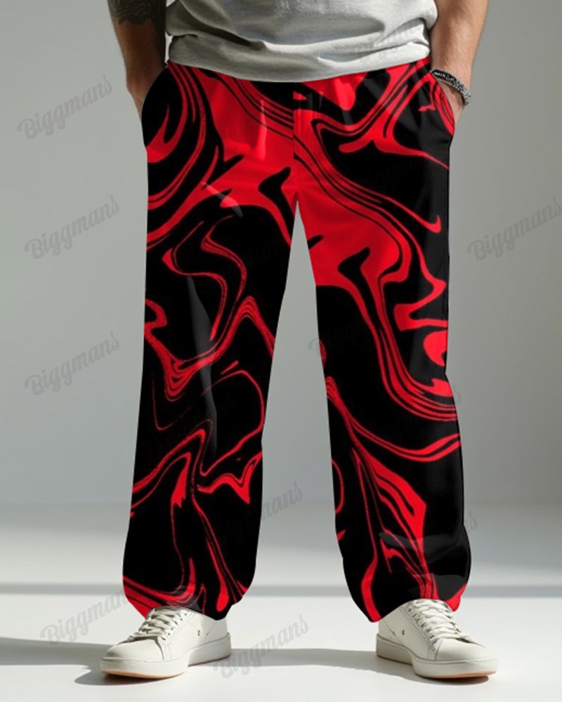 Big & Tall Red Graphic Pants for big men