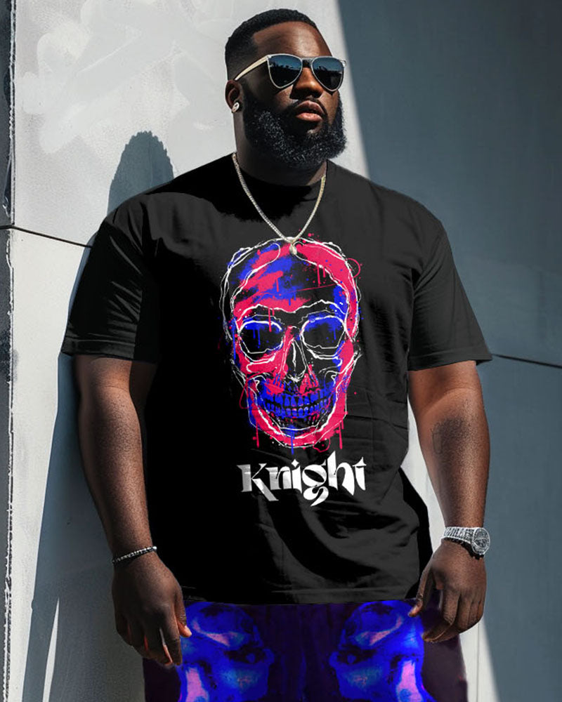Big & Tall Graphic Graffiti T-Shirt Shorts Set for big men view 2