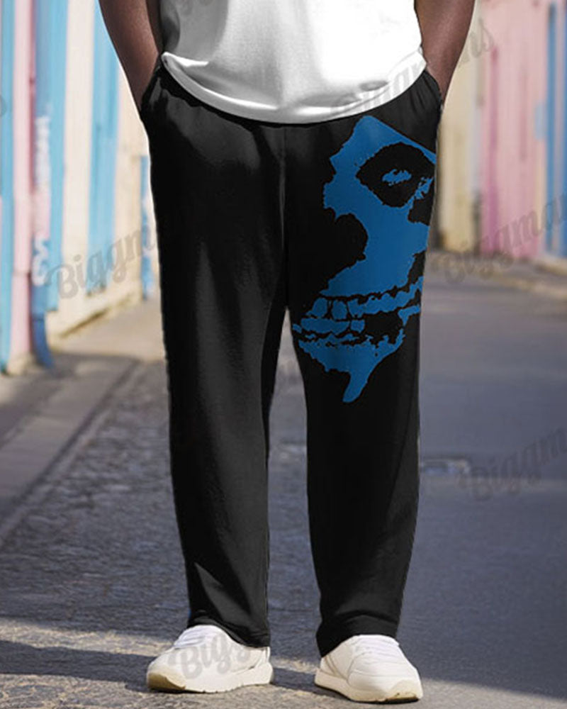 Big & Tall Graphic Streetwear Skull T-Shirt Pants Set for big men view 3