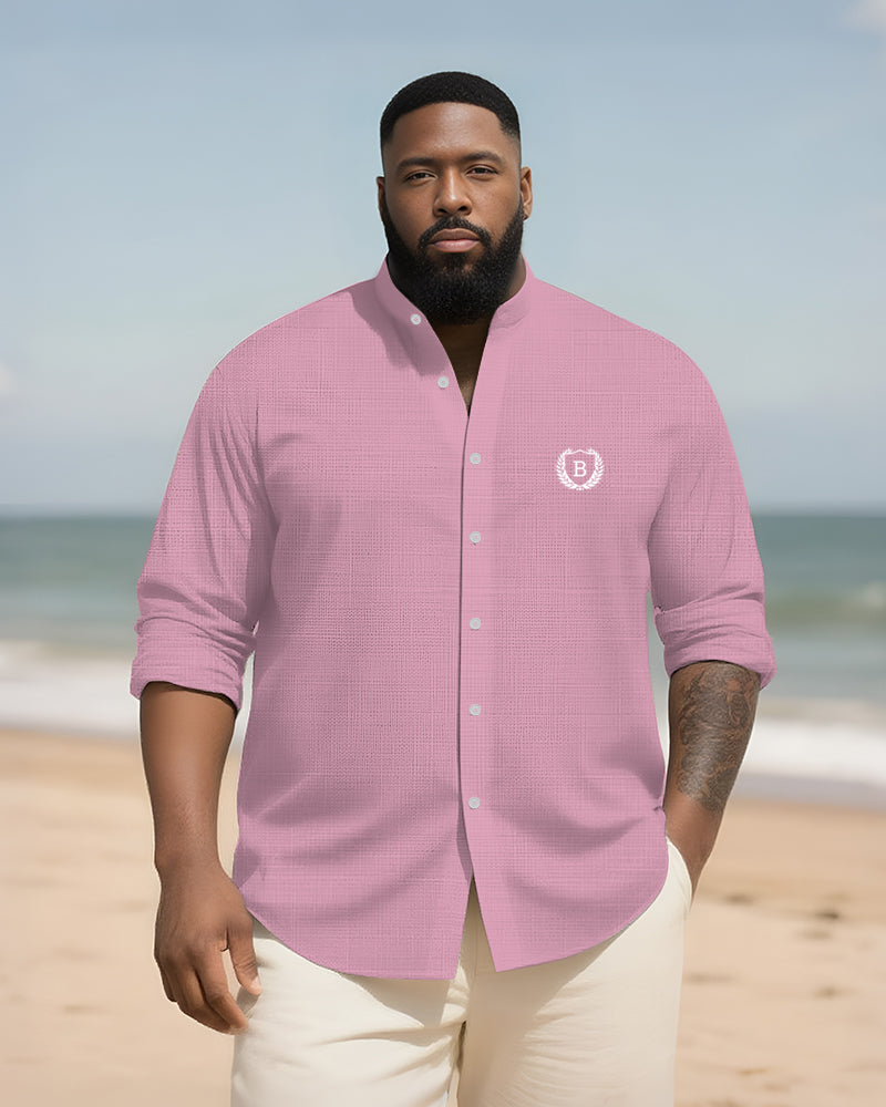 Big & Tall Graphic Patchwork Long Sleeve Shirt for big men view 7