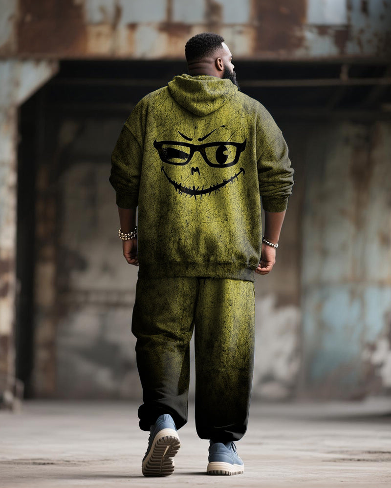Big & Tall Yellow Graphic Hoodie Sweatpants Set for big men view 4