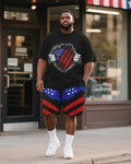 Big & Tall Graphic T-Shirt Shorts Set for big men view 1