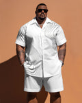Big & Tall Geometric Striped T-Shirt Shorts Set for big men view 1