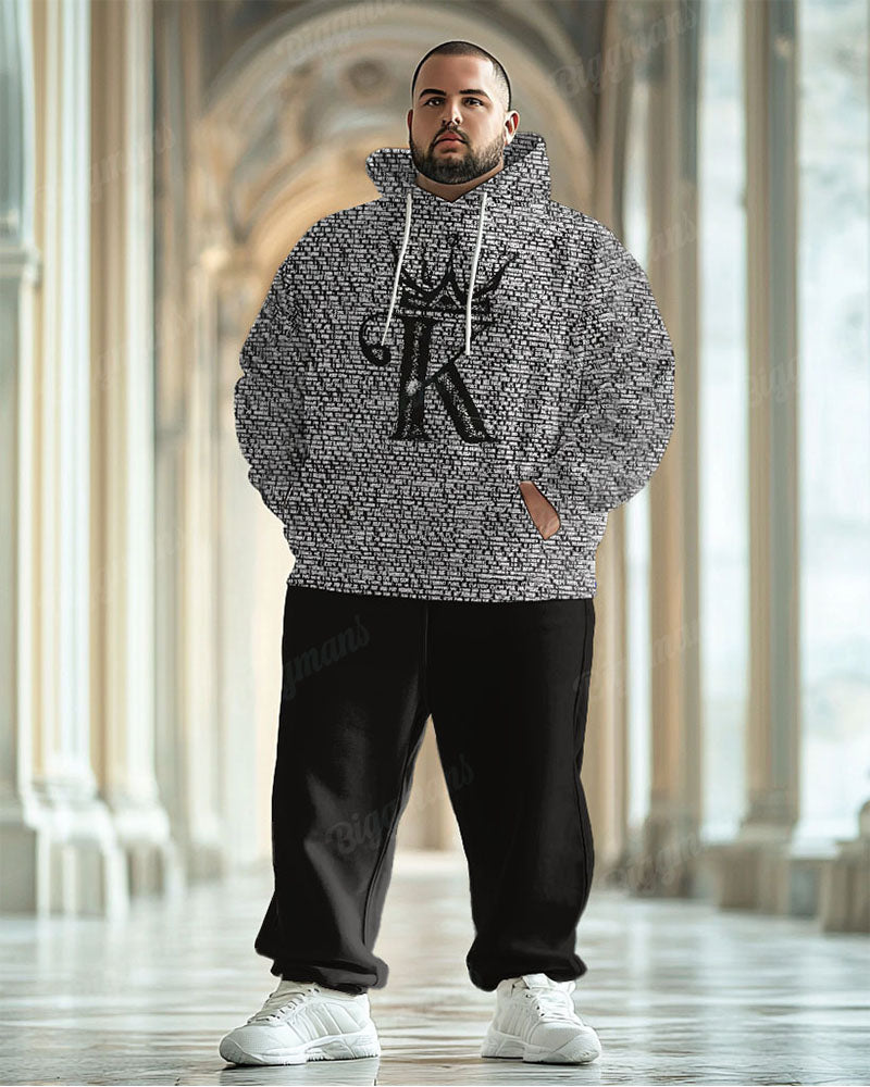 Big & Tall Graphic Hoodie Sweatpants Set for big men view 2