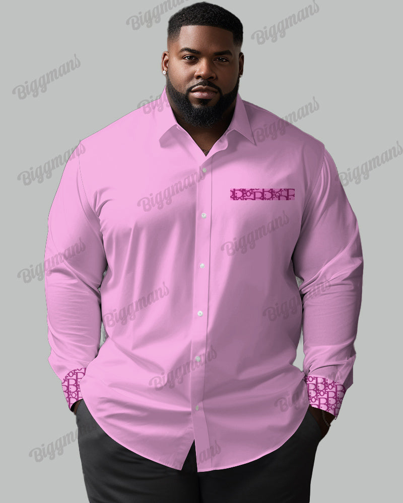 Big & Tall Patchwork Long Sleeve Shirt for big men view 2