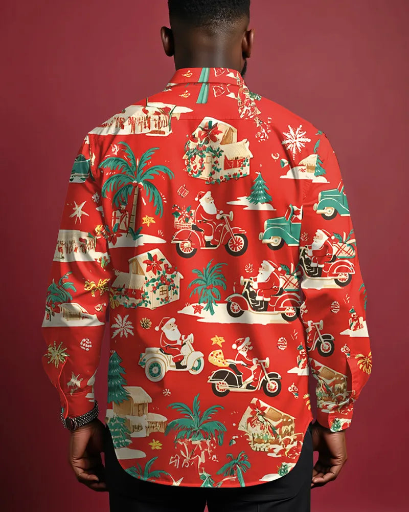 Big & Tall Hawaiian Tropical Long Sleeve Shirt for big men view 2