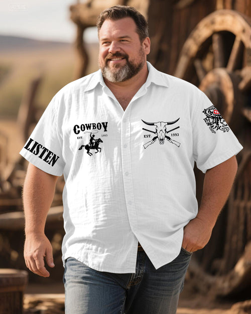 Big & Tall Western Denim Short Sleeve Shirt for big men view 1