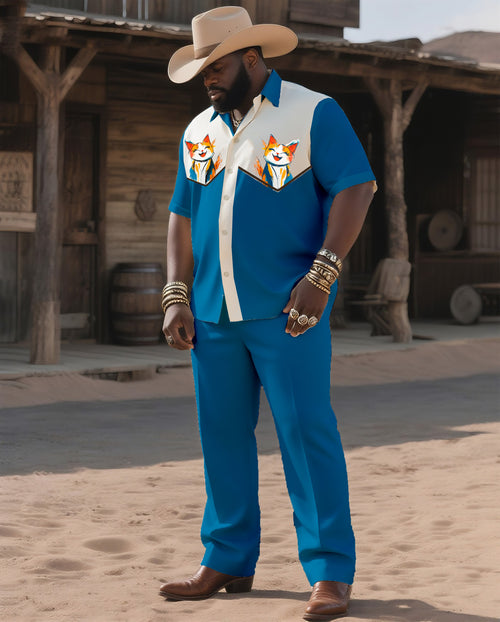Big & Tall Western T-Shirt Pants Set for big men view 1