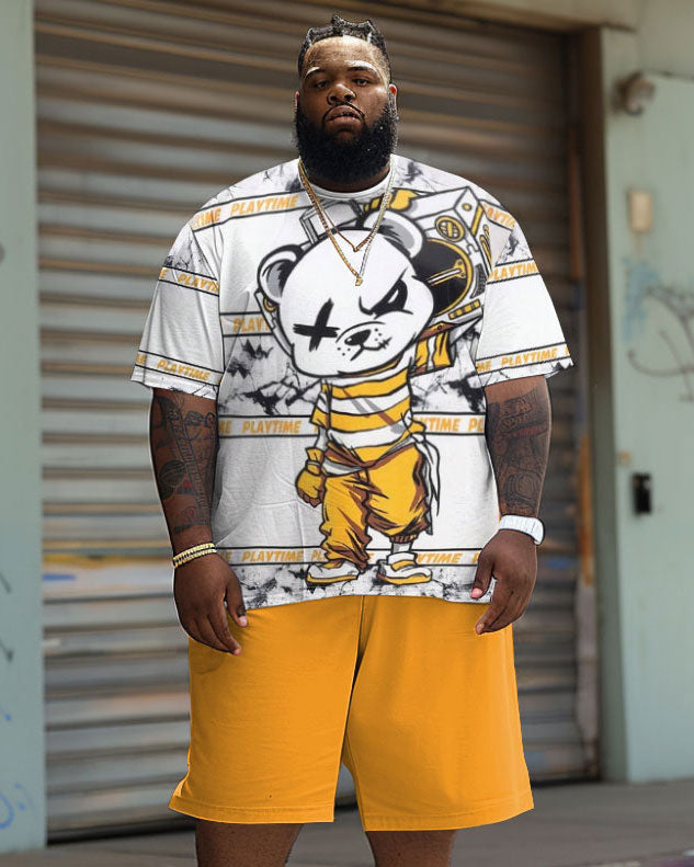 Big & Tall Graphic Graffiti T-Shirt Shorts Set for big men view 1