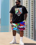 Big & Tall Graffiti Patchwork Two-piece Set for big men view 1
