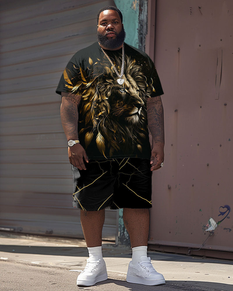 Big & Tall Graphic Streetwear T-Shirt Shorts Set for big men view 1
