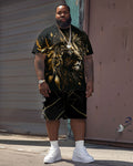 Big & Tall Graphic Streetwear T-Shirt Shorts Set for big men view 1