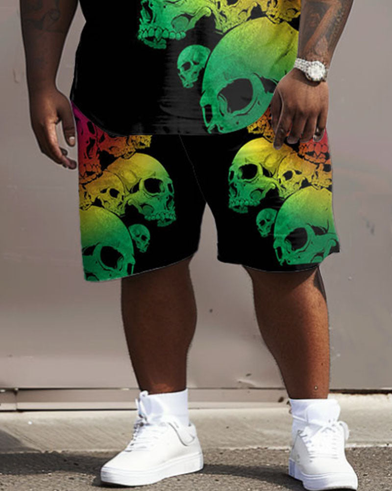 Big & Tall Gradient Graphic T-Shirt Shorts Set for big men view 3