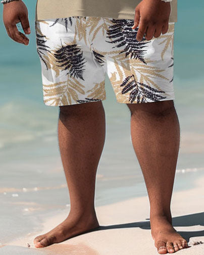 Big & Tall Hawaiian Graphic T-Shirt Shorts Set for big men view 4