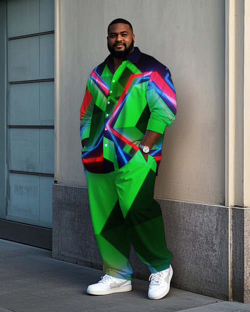 Big & Tall Geometric T-Shirt Pants Set for big men view 1