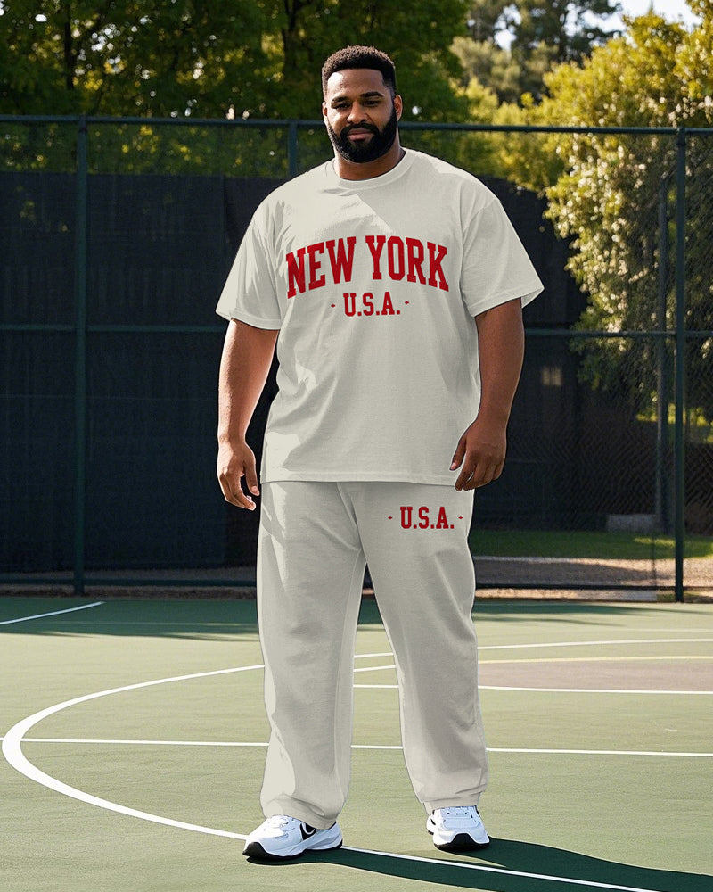 Big & Tall Graphic T-Shirt Pants Set for big men view 1