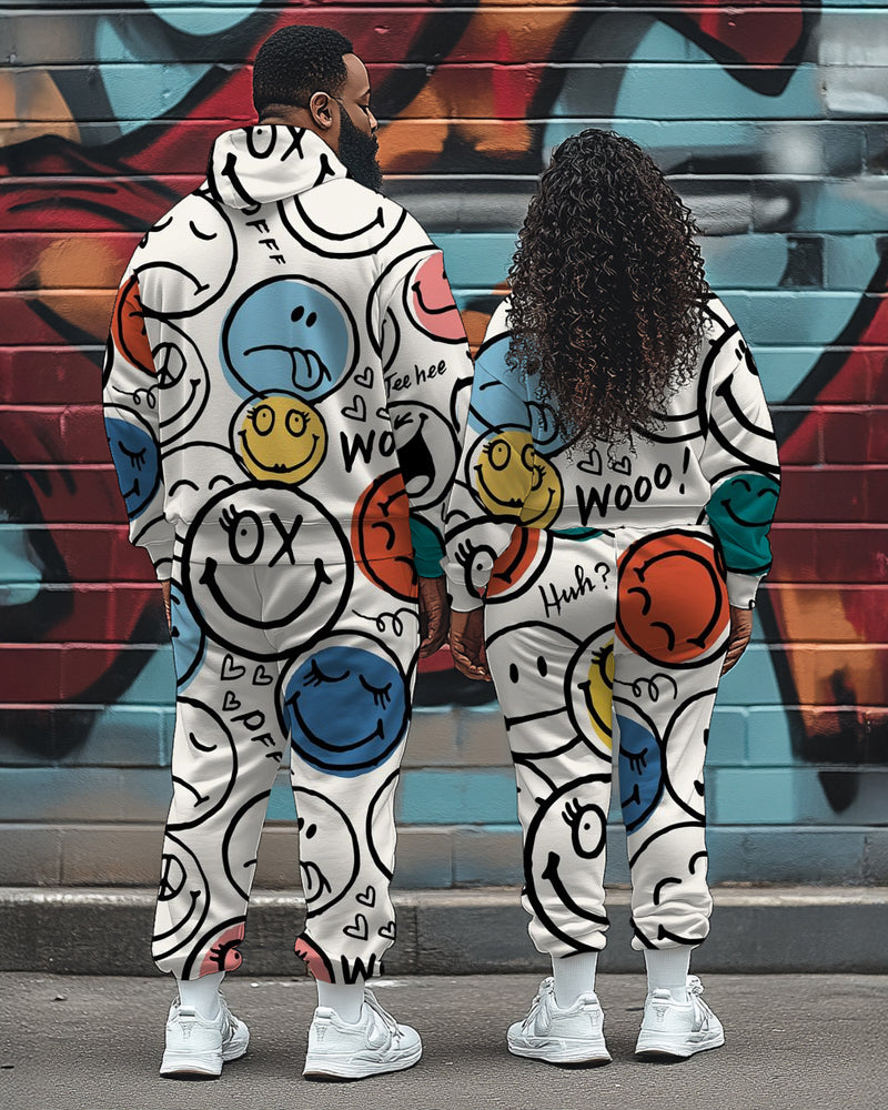Big & Tall Graphic Smiley Hoodie Sweatpants Set for big men view 2