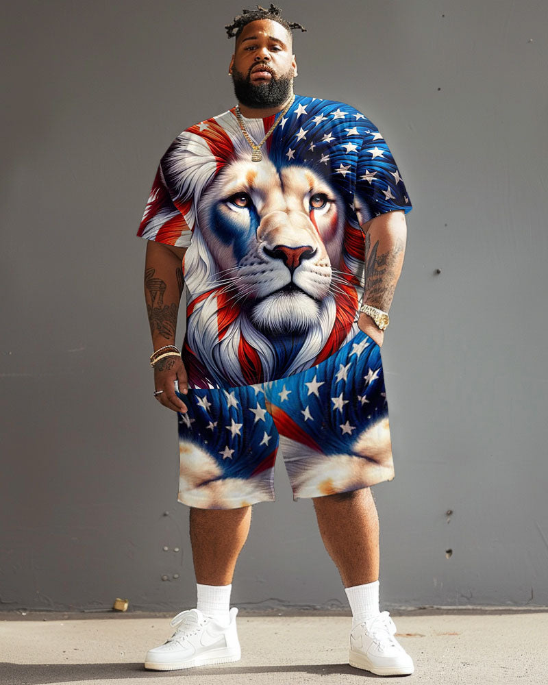 Big & Tall Graphic T-Shirt Shorts Set for big men view 2