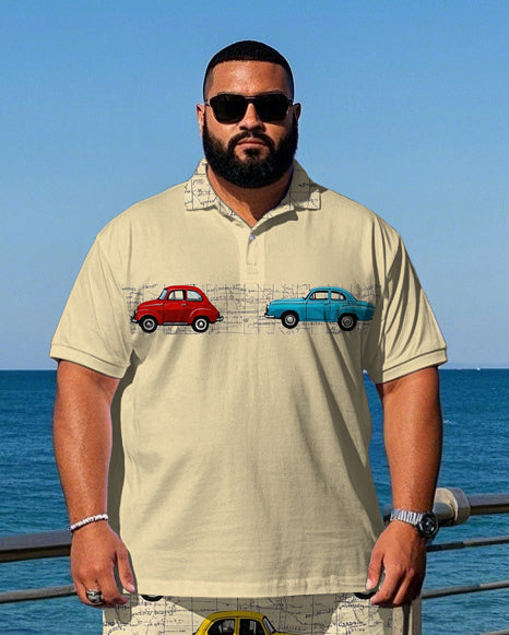 Big & Tall Streetwear Polo Shorts Set for big men view 2