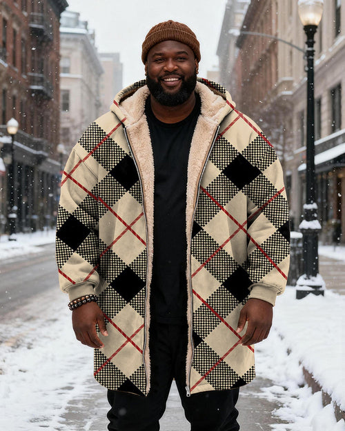 Big & Tall Black Plaid Hoodie for big men view 2