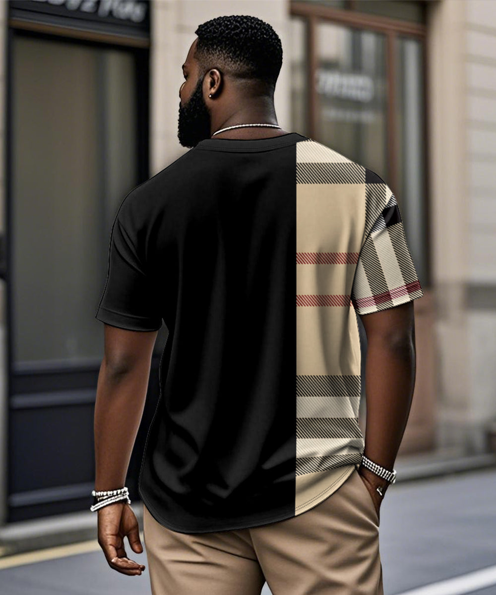 Big & Tall Black Striped Graphic T-Shirt for big men view 2
