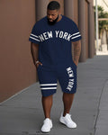 Big & Tall Striped T-Shirt Shorts Set for big men view 1