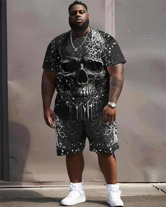 Big & Tall Graphic Streetwear T-Shirt Shorts Set for big men view 1
