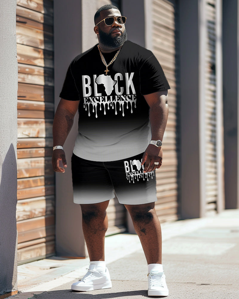 Big & Tall Black Juneteenth T-Shirt Shorts Set for big men view 4
