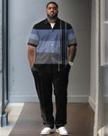 Big & Tall Striped Shirt Pants Set for big men view 1