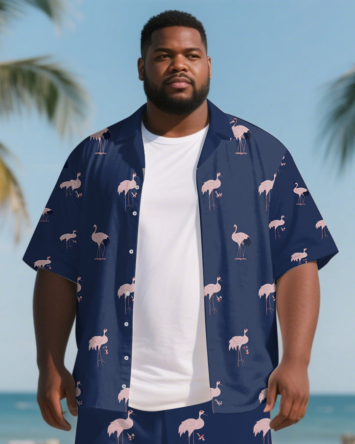 Big & Tall Hawaiian T-Shirt Shorts Set for big men view 2
