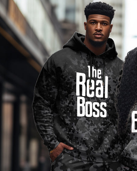 Big & Tall Camouflage Hoodie Sweatpants Set for big men view 2