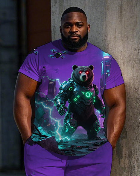 Big & Tall Streetwear T-Shirt Shorts Set for big men view 2