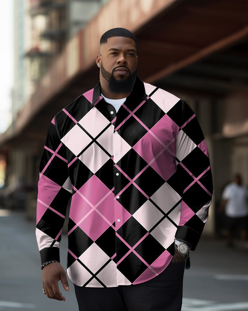 Big & Tall Plaid Long Sleeve Shirt for big men