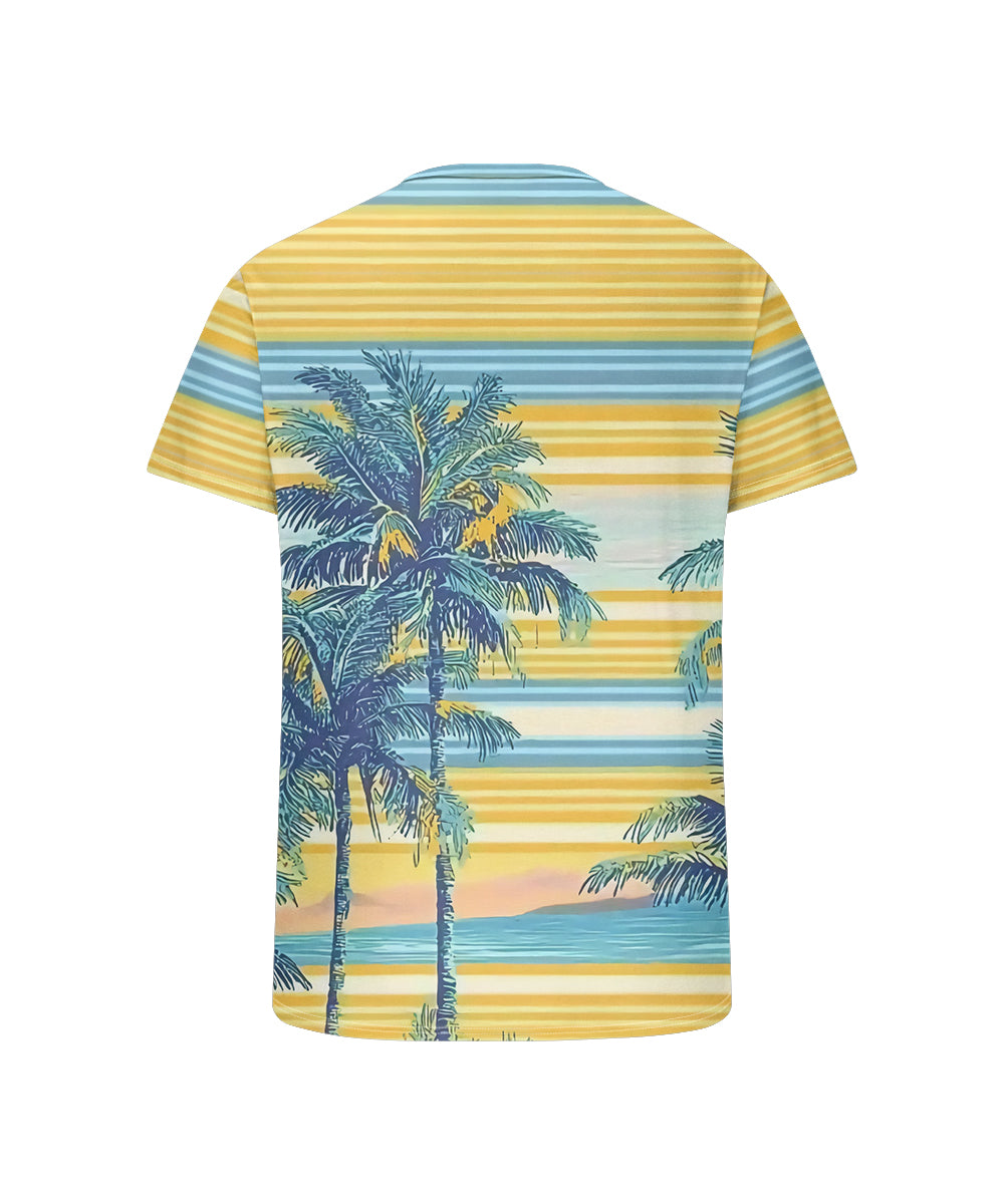 Big & Tall Yellow Hawaiian Striped T-Shirt for big men view 5