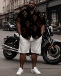 Big & Tall Black White Juneteenth T-Shirt Shorts Set for big men view 1