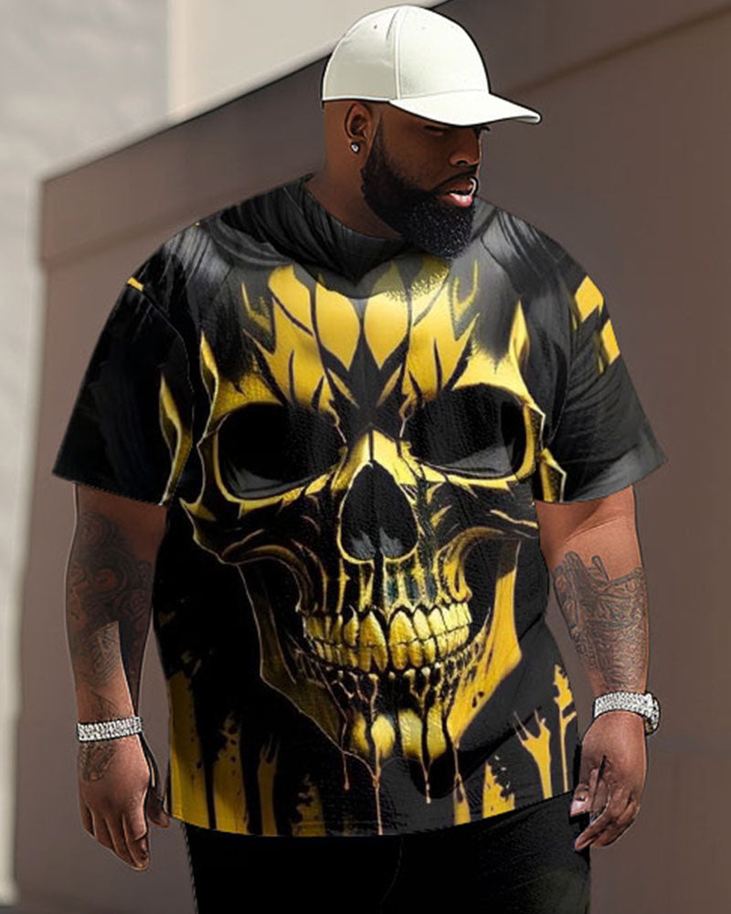 Big & Tall Graphic Streetwear Skull T-Shirt Pants Set for big men view 2