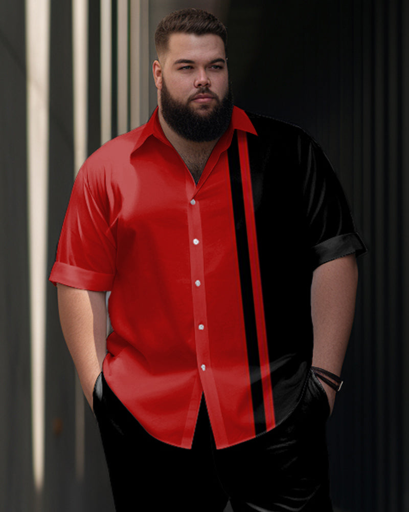 Big & Tall Striped T-Shirt Pants Set for big men view 2