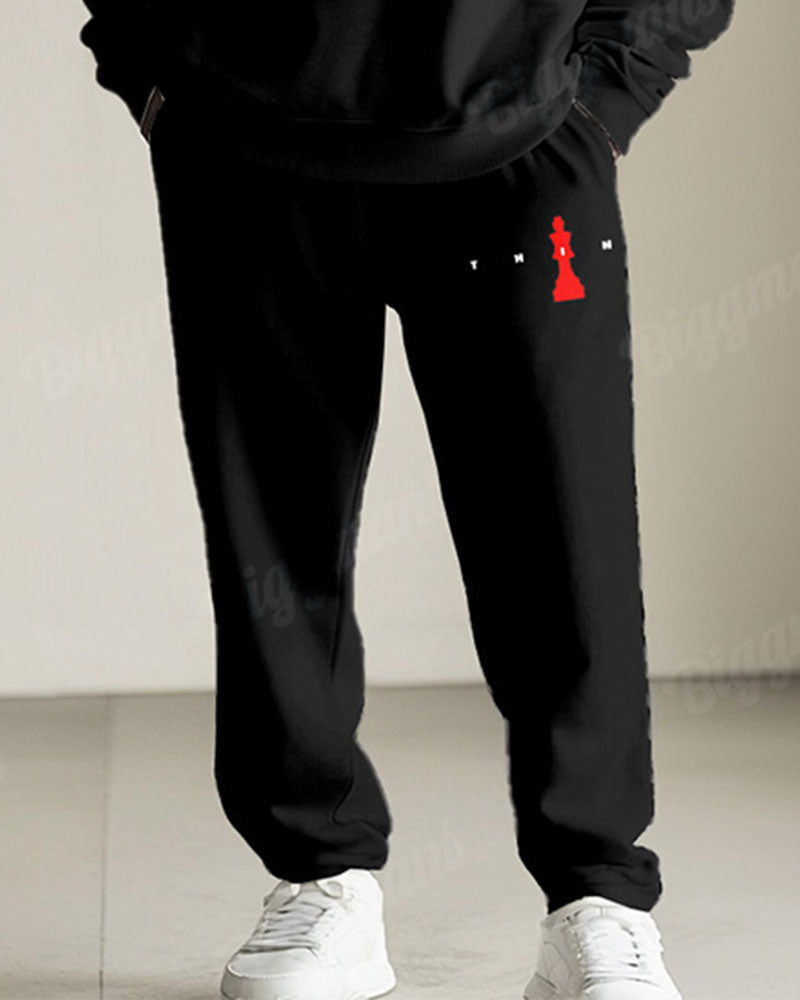 Big & Tall Black Graphic Two-piece Set for big men view 3